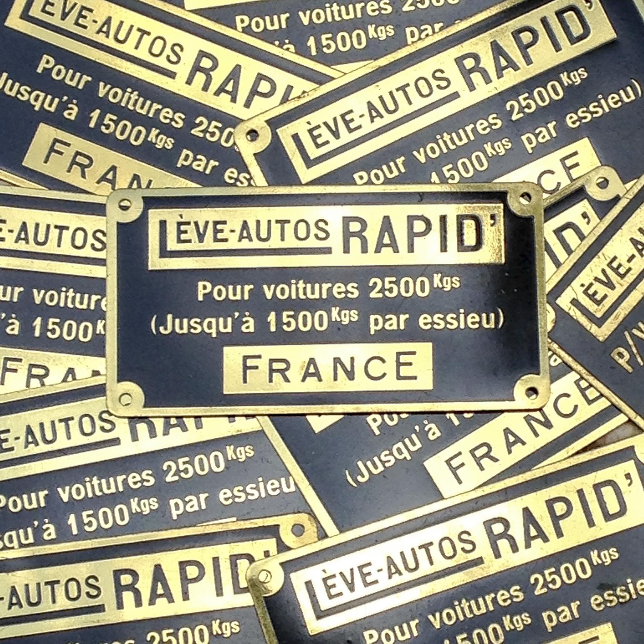 Plaque laiton élévateur rapid ancien vintage métal usine garage 1950