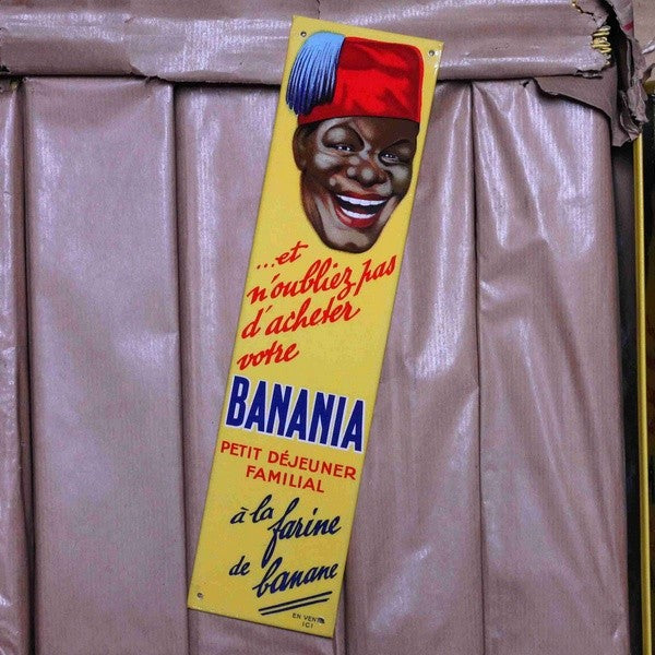plaque de propreté ancienne banania publicitaire vintage 1949 1950 épicerie tôle glacoide