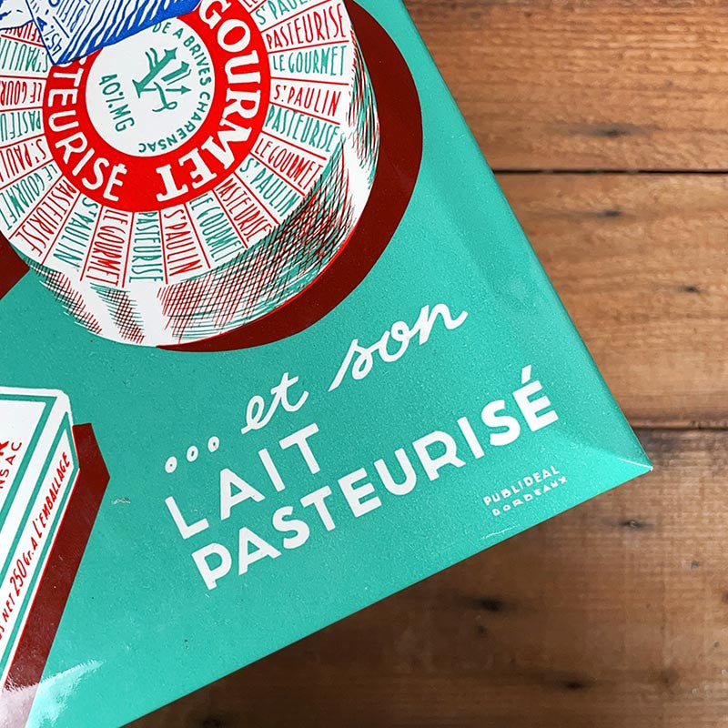 plaque carton publicitaire glacoide 1950 1960 laiterie du velay carrier lait