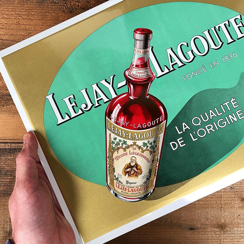 plaque carton publicitaire glacoide lejay lagoutte 1950 1960 cassis dijon alcool apéritif