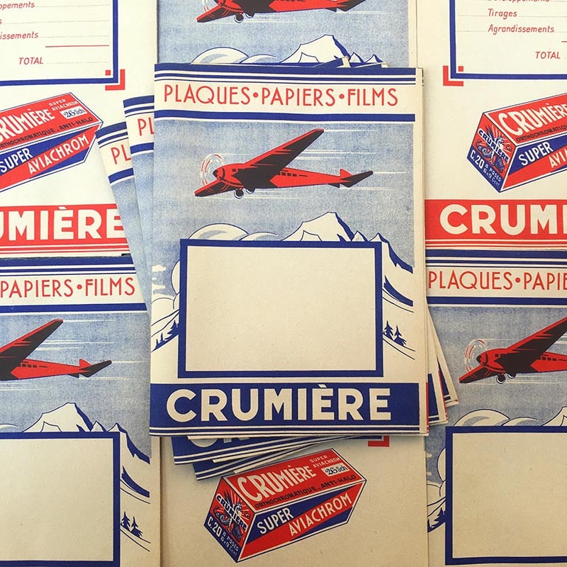 pochette enveloppe depot travaux photo film pellicule crumière crumiere aviachrome 1940 papier ancien vintage aviachrom