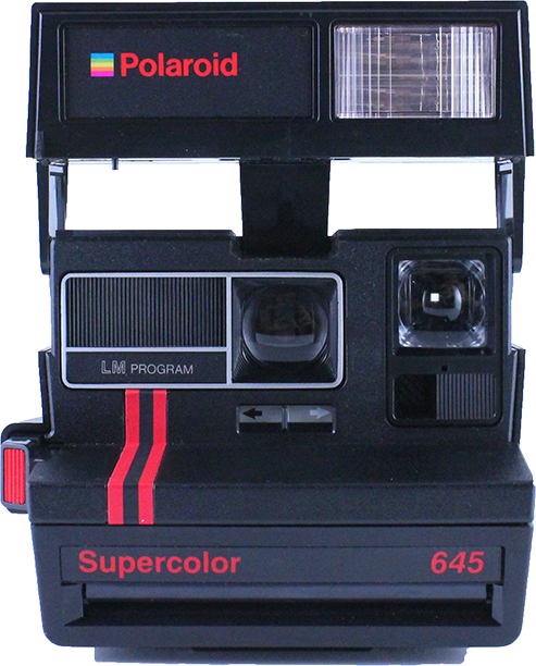 polaroid vintage 645 supercolor 645 ancien 600 couleur flash 1980 noir et rouge