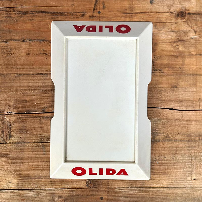 présentoir support publicitaire boucherie charcuterie olida saucisson plastique 1970 1980