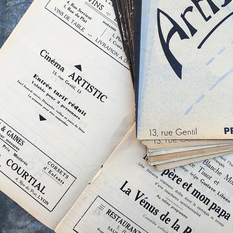 Programme de Cinema Theatre Ancien Lyon Vintage Artistic 1938 1939 1940