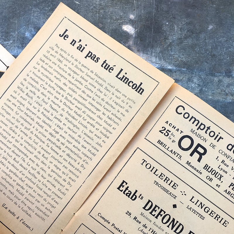 Programme de Cinema Theatre Ancien Lyon Vintage Artistic 1938 1939 1940