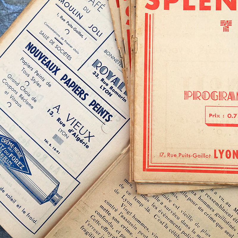 Programme de Cinema Theatre Ancien Lyon Vintage Splendor 1938 1939