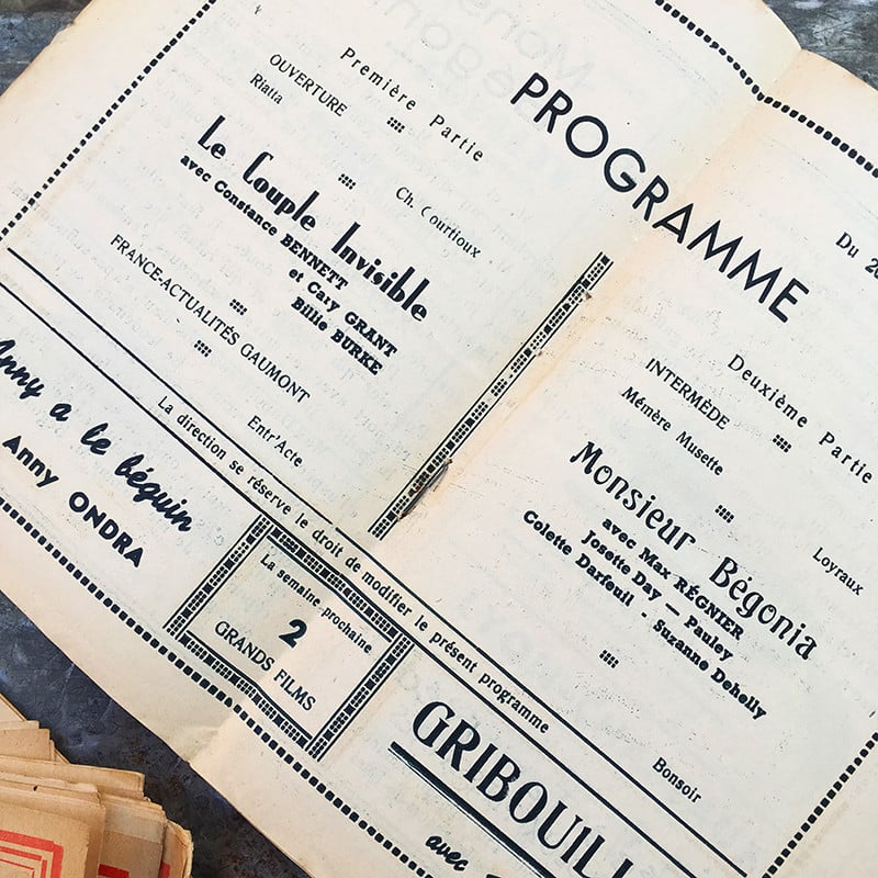 Programme de Cinema Theatre Ancien Lyon Vintage Splendor 1938 1939