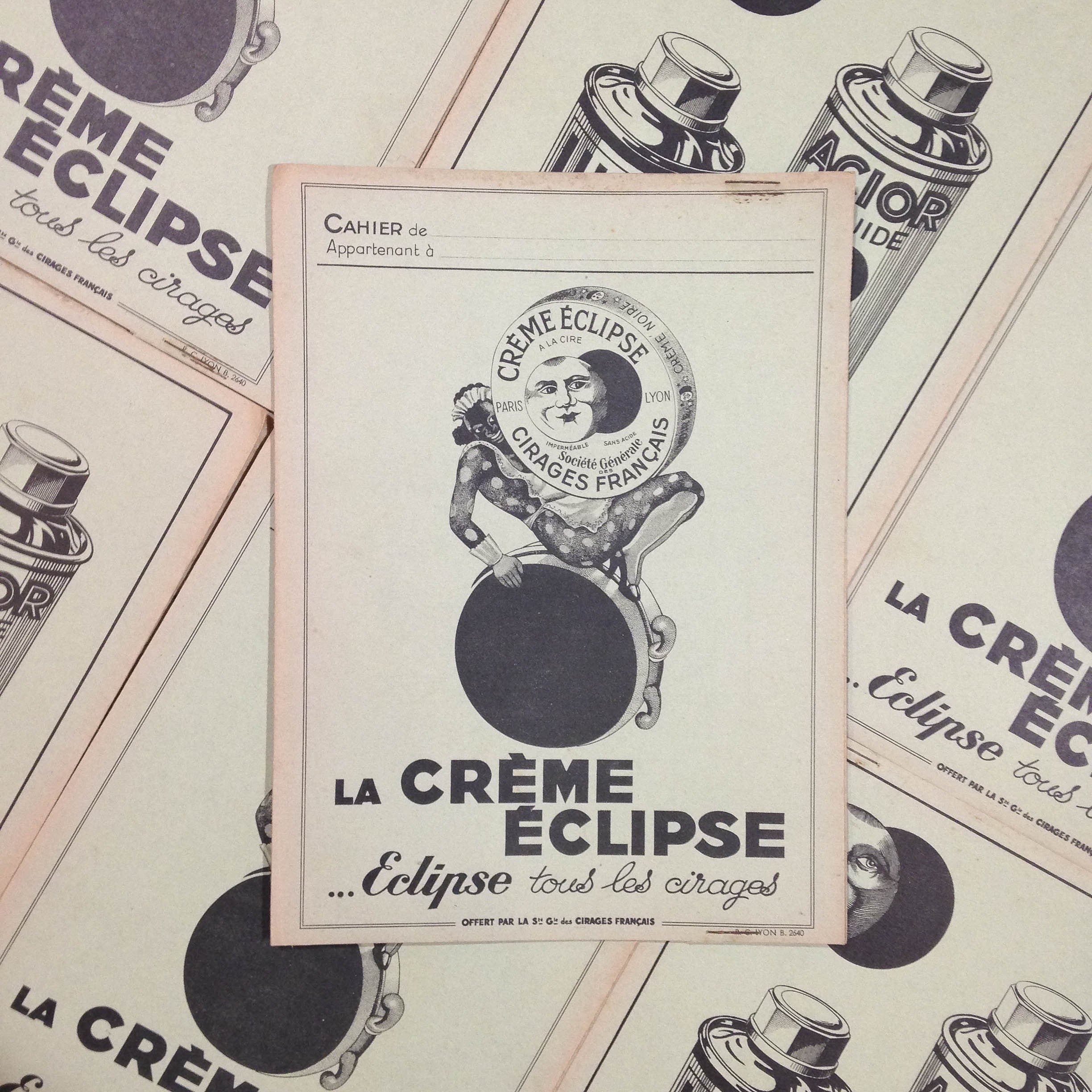 protège cahier papier éclipse ancien vintage crème épicerie 1930 école