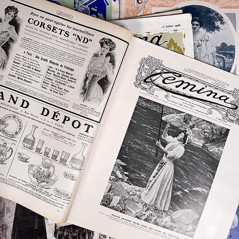 journal revue magazine femina femme 1901 1908 1900 mode ancien vintage illustration exemplaire numéro