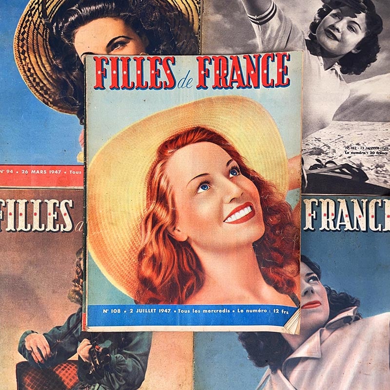 journal revue magazine filles de france femme ancien vintage illustration exemplaire numéro 1946 1947 1948