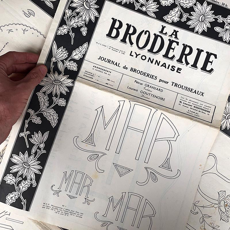 revue la broderie lyonnaise illustrée ancien vintage confection papier magazine couture 1950