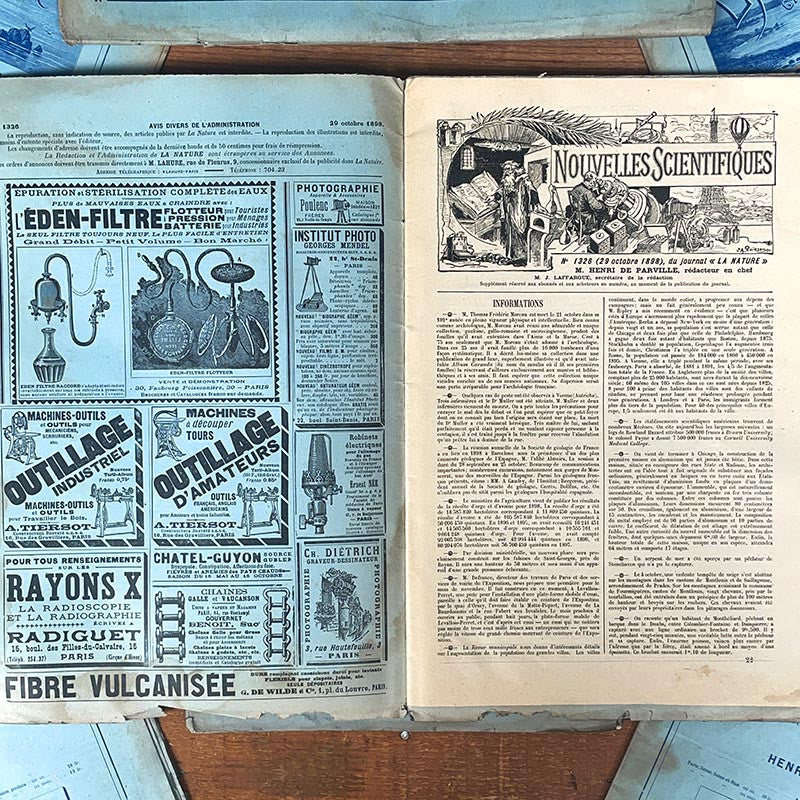 journal revue magazine la nature science gaston tissandier ancien vintage illustration exemplaire numéro 1897 1898 1899