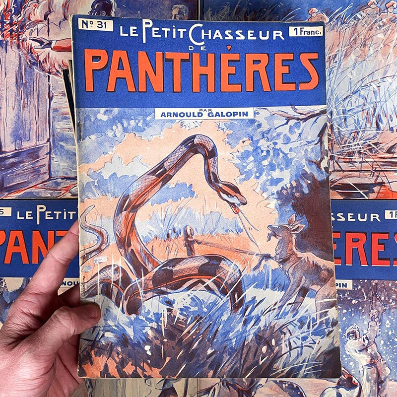 journal revue magazine le petit chasseur de panthères arnould galopin ancien vintage illustration exemplaire numéro 1928 1929