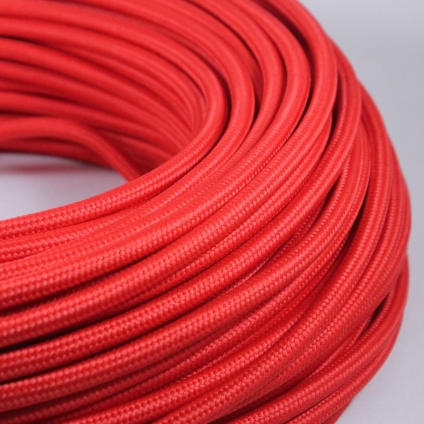 cable electrique couleur fil textile vintage tissu rouge rond coloré lampe luminaire