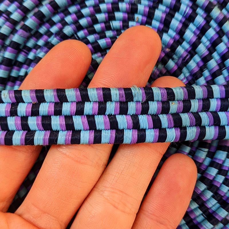 ruban ancien vintage mercerie couleur violet cyan bleu stock france 1960