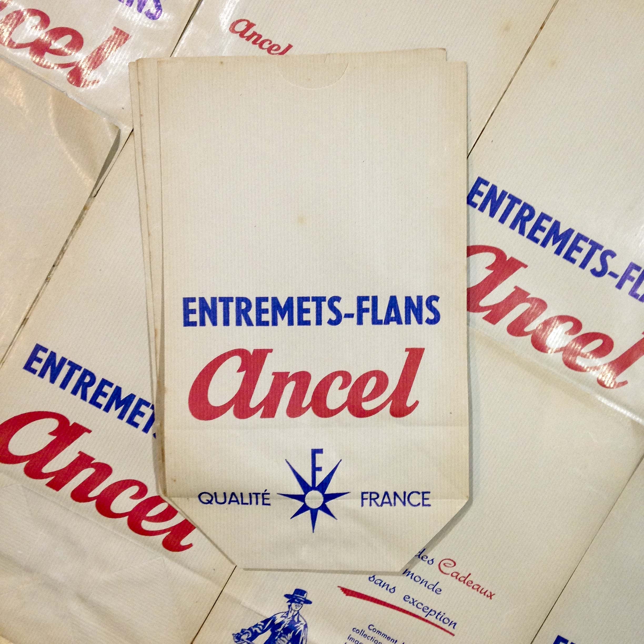 sachet entremets flans ancien vintage ancel zorro papier épicerie 1960