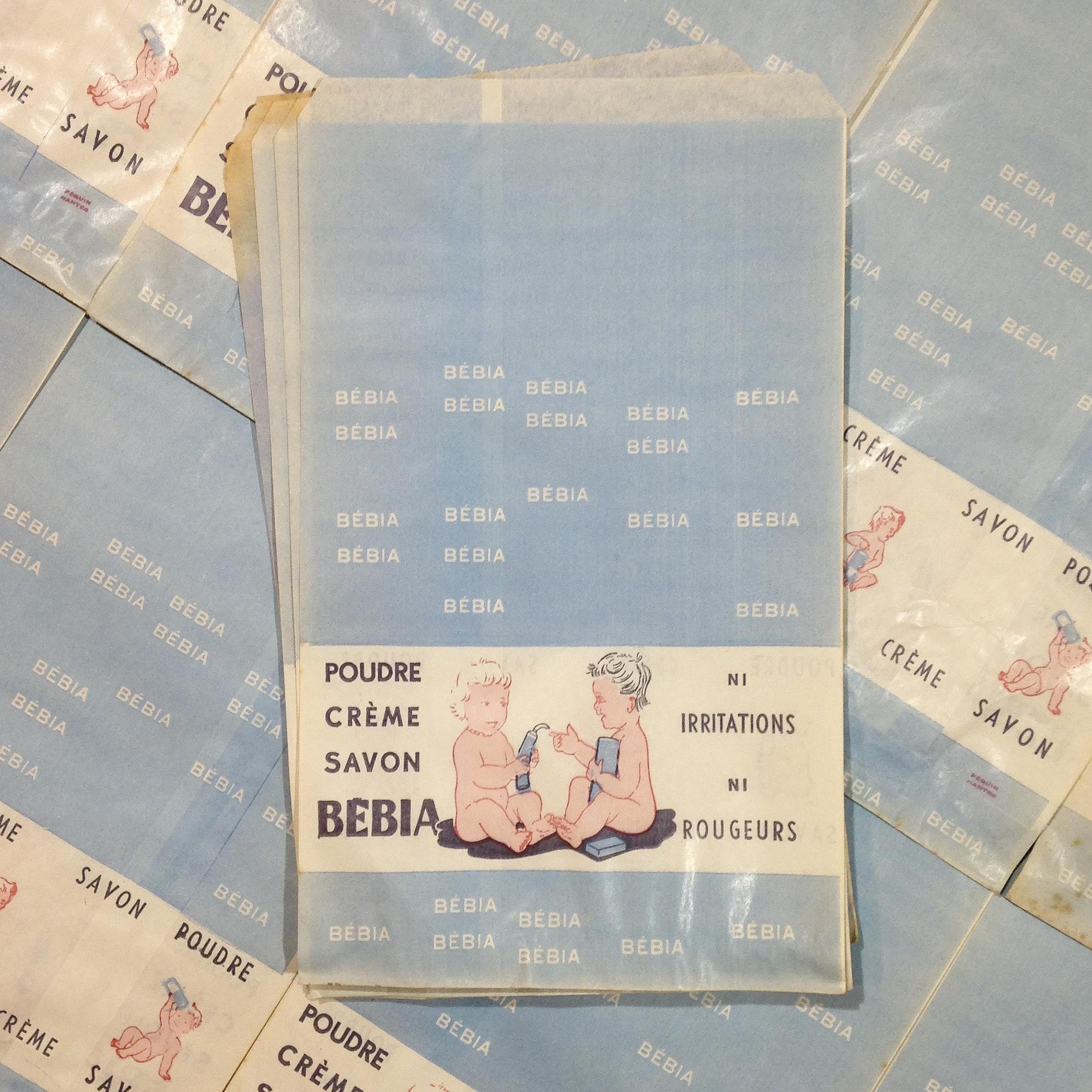 sachet bébia papier ancien vintage pharmacie 1960