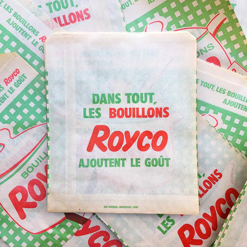 sachet ancien bouillons royco illustration emballage papier vintage 1960