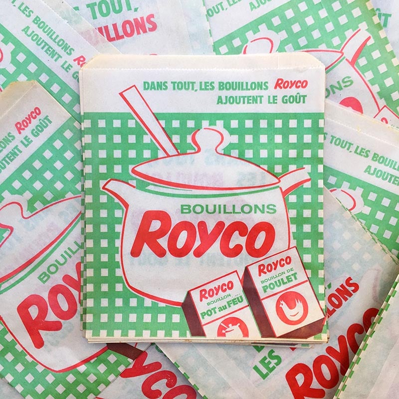 sachet ancien bouillons royco illustration emballage papier vintage 1960