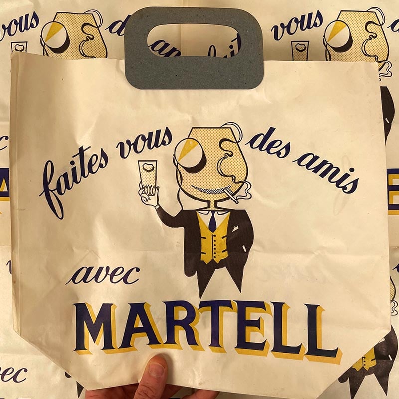 sachet papier ancien vintage cognac martell alcool aperitif cabas anse faites vous des amis 1950 1960