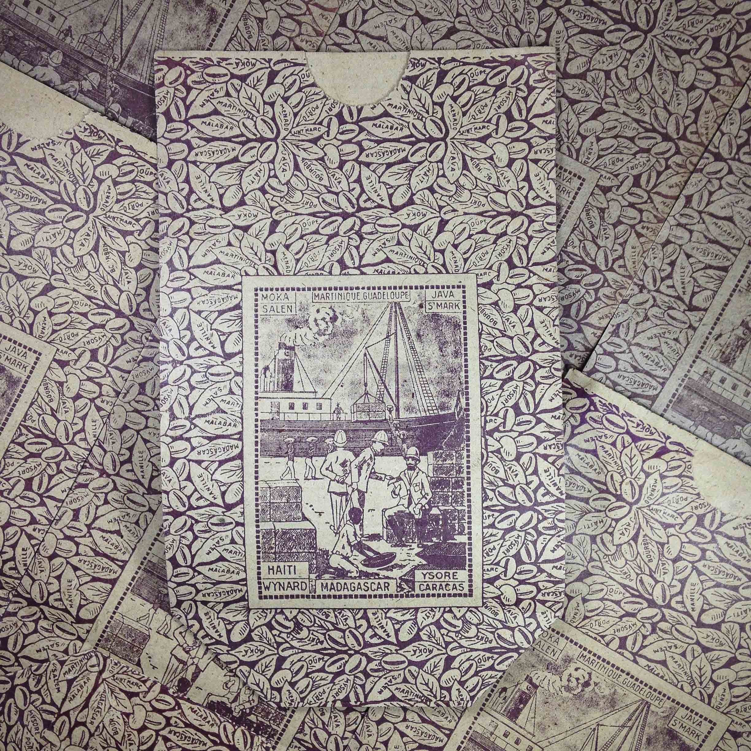 sachet papier café îles françaises ancien vintage épicerie 1950