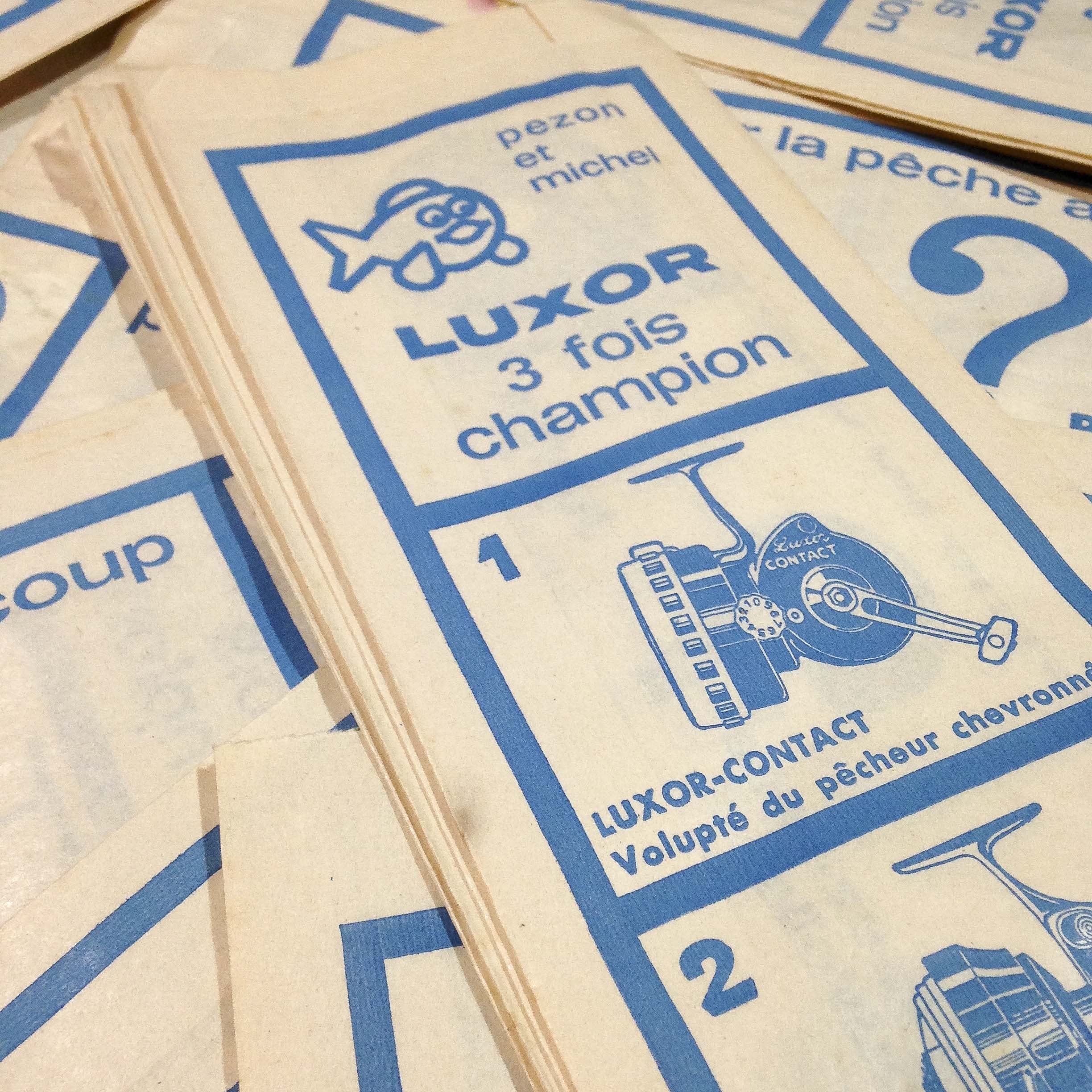 sachet pêche ancien vintage papier pezon michel magasin 1960