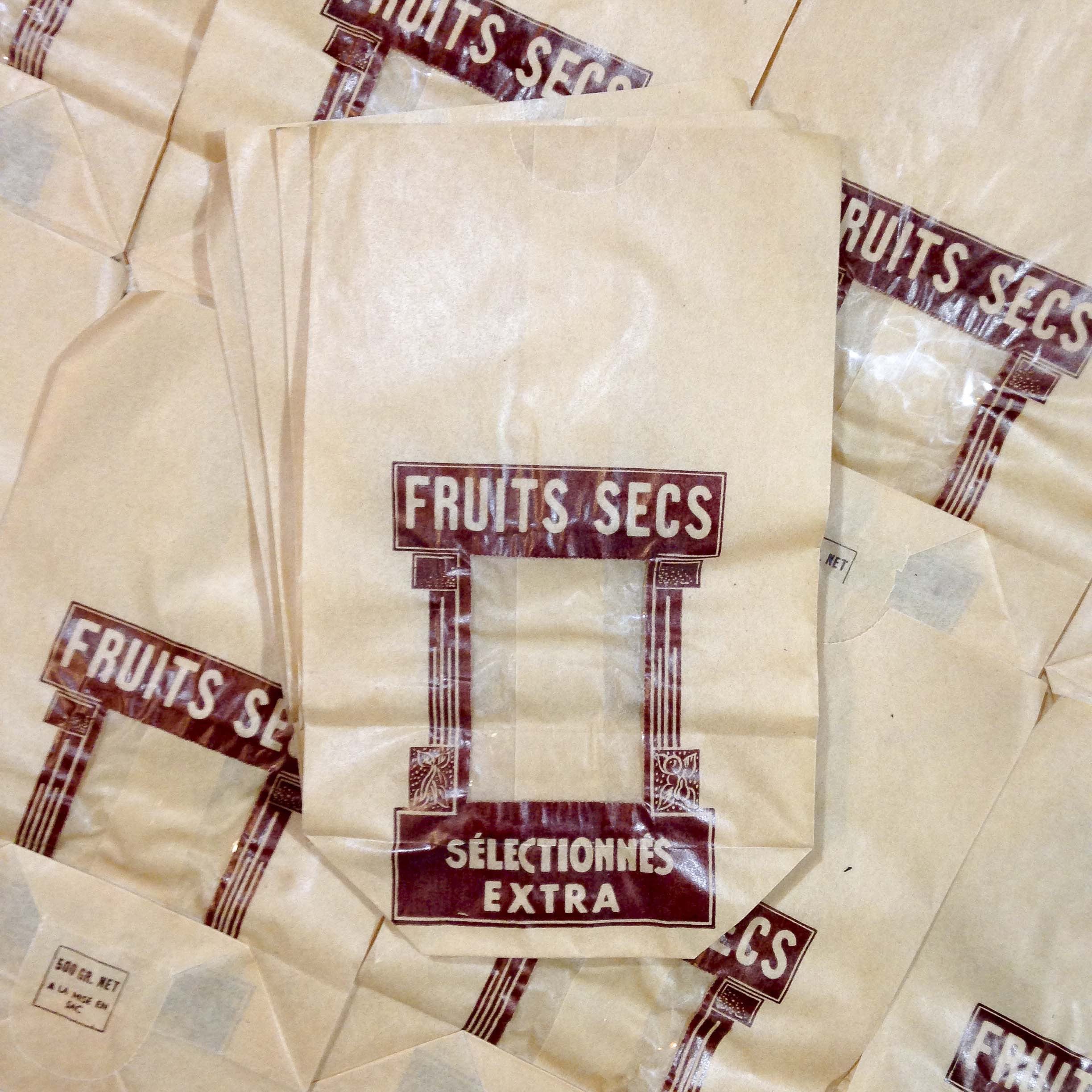 fruits secs sachet ancien vintage papier épicerie 1960