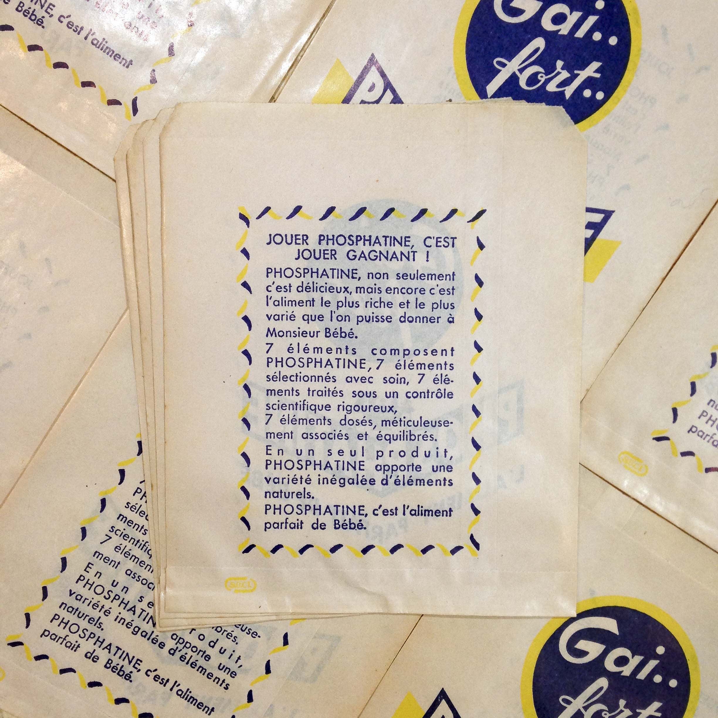 gai fort ancien vintage phosphatine sachet papier épicerie 1960