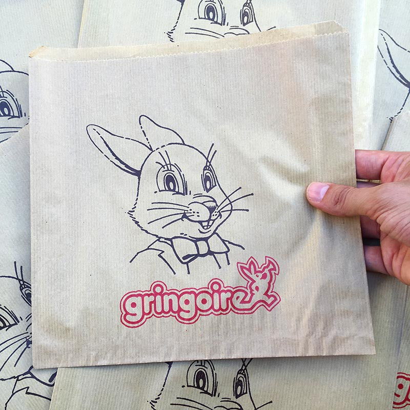 sachet ancien gringoire lapin biscuits gateaux illustration emballage papier vintage 1960