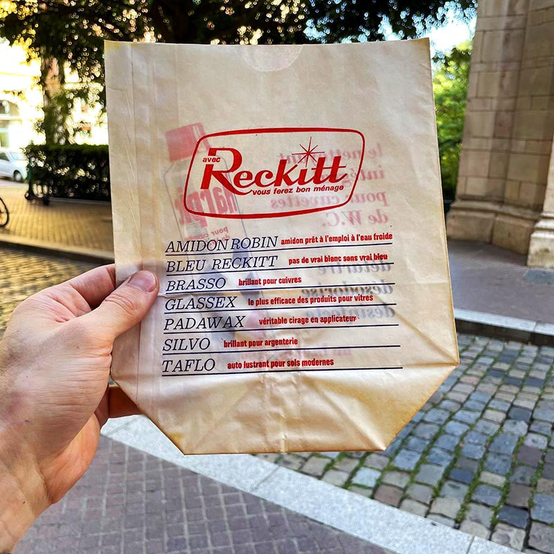sachet ancien harpic reckitt entretien toilettes wc emballage papier vintage 1960