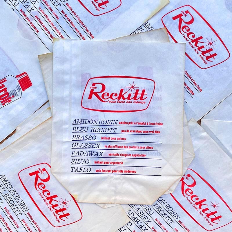 sachet ancien harpic reckitt entretien toilettes wc emballage papier vintage 1960