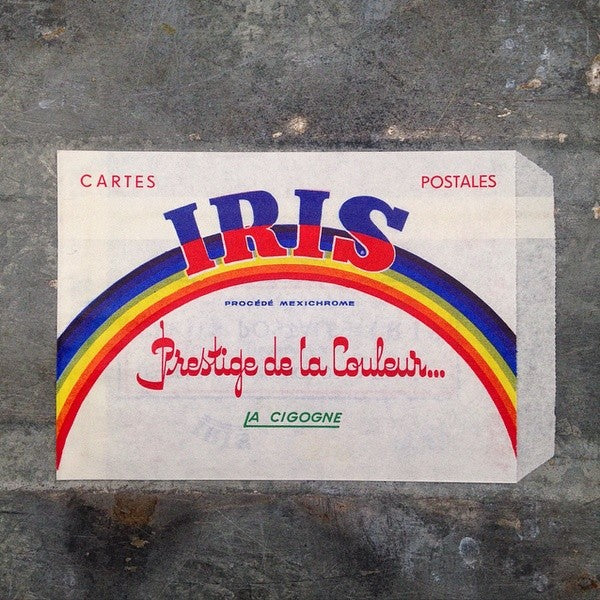 sachet ancien carte postale emballage papier vintage 1960 1966 iris prestige de la couleur la cigogne