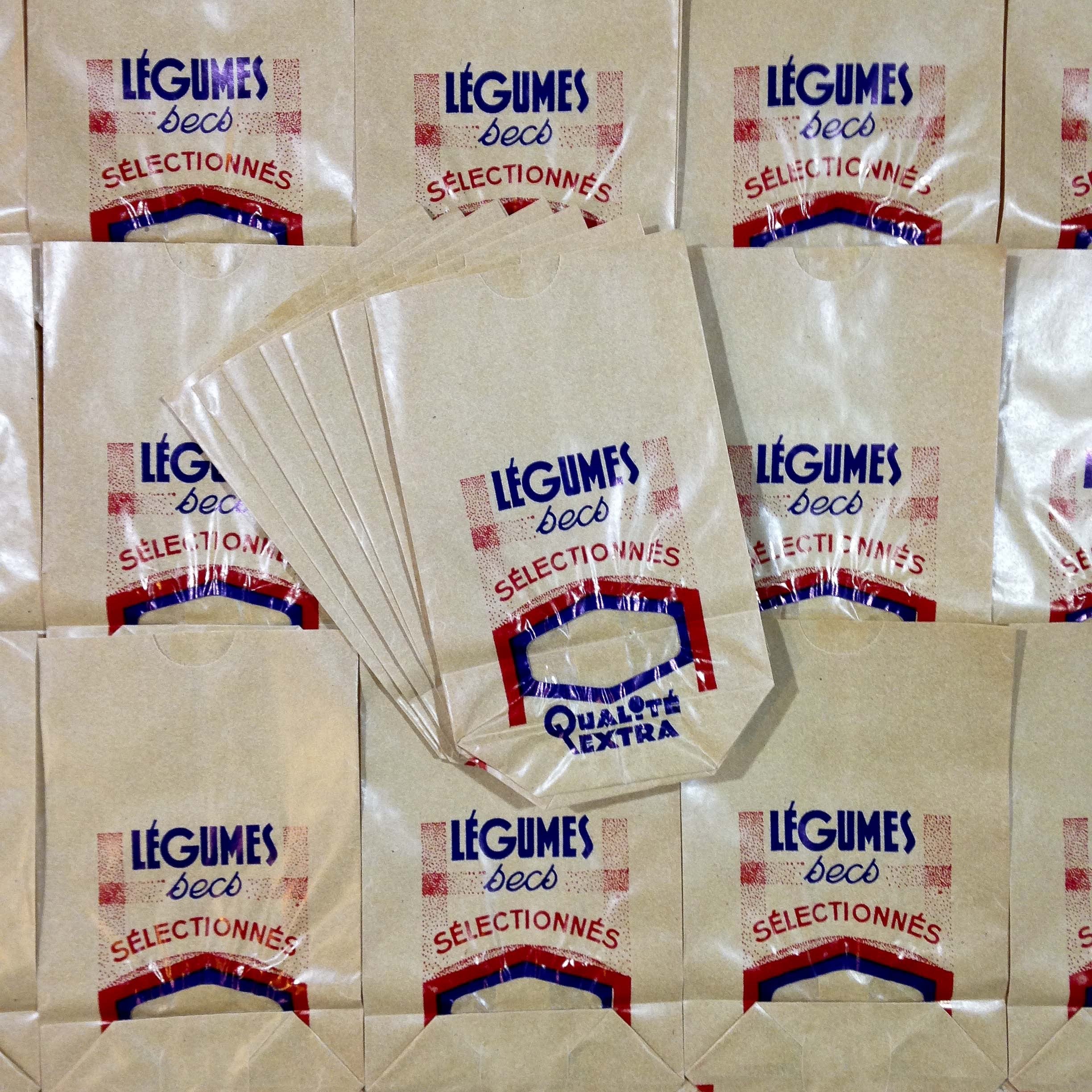 sachet légumes secs ancien vintage papier épicerie 1950