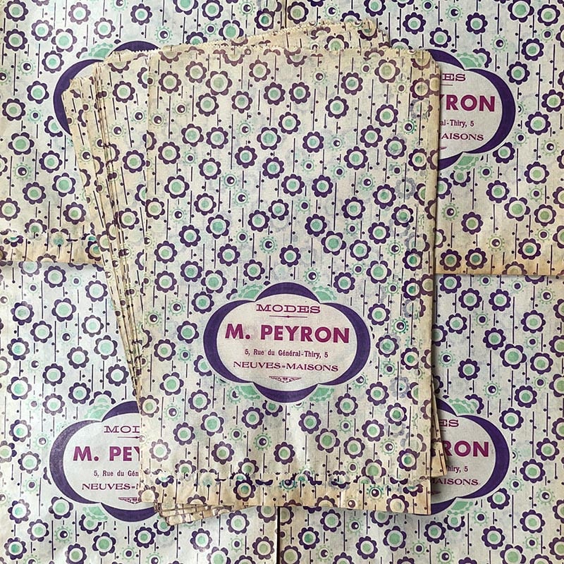 sachet papier ancien vintage mercerie m peyron modes confection 1950 1960 vetement