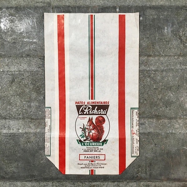 sachet pates richard ecureuil papier ancien vintage soufflet épicerie 1950