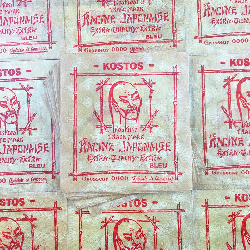 sachet fil pêche racine japonaise kostos 1930 nylon poisson ancien vintage racine emballage