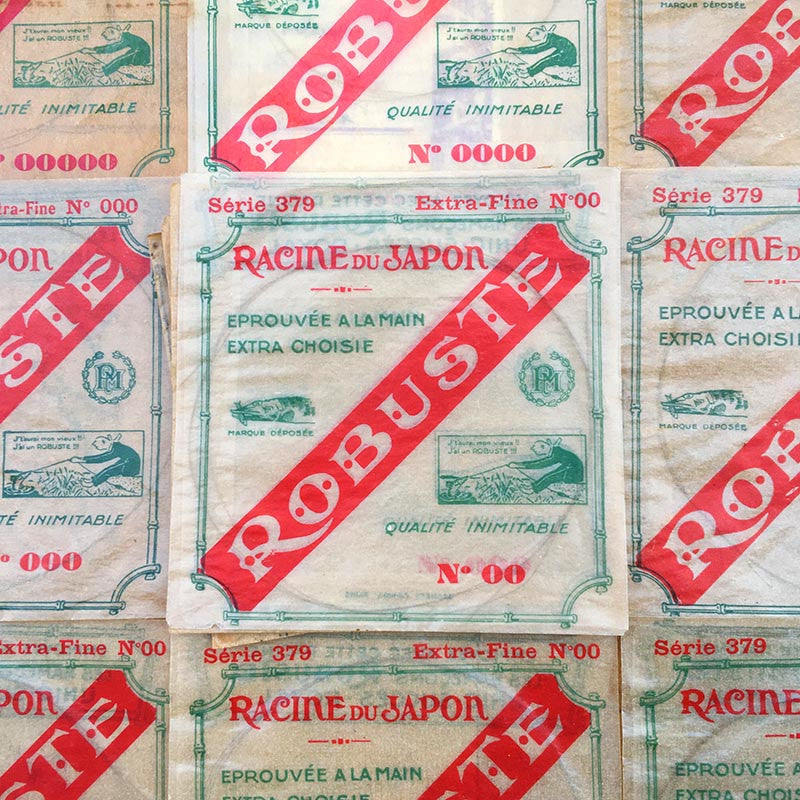 sachet fil pêche racine japonaise robuste 1930 nylon poisson ancien vintage racine emballage