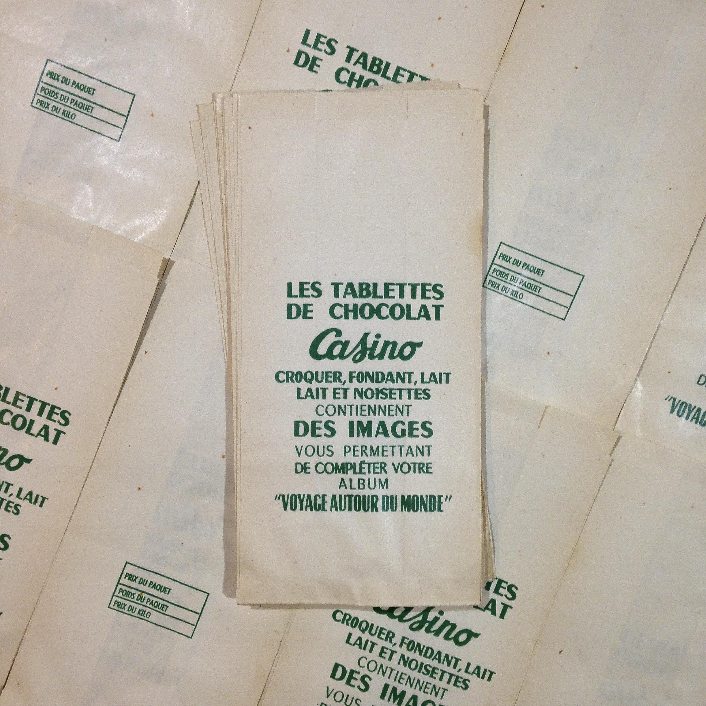 sachet papier tablettes chocolat Casino ancien vintage épicerie 1960