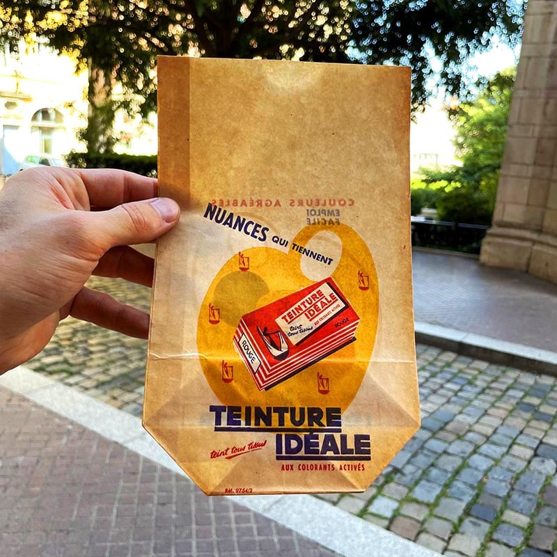 sachet ancien quincaillerie épicerie teinture idéale idéal boule vintage teindre 1950 1960