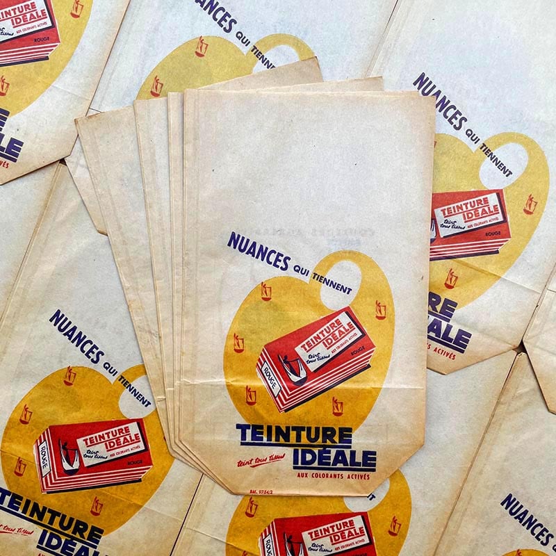 sachet ancien quincaillerie épicerie teinture idéale idéal boule vintage teindre 1950 1960