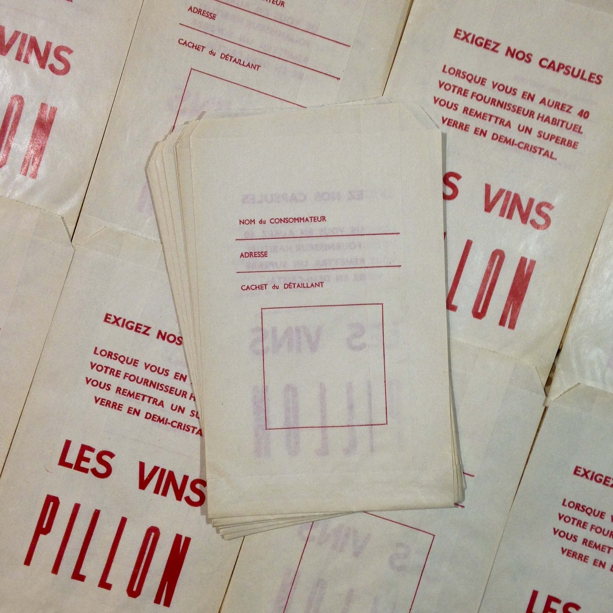 sachet vin pillow paper ancien vintage épicerie 1960