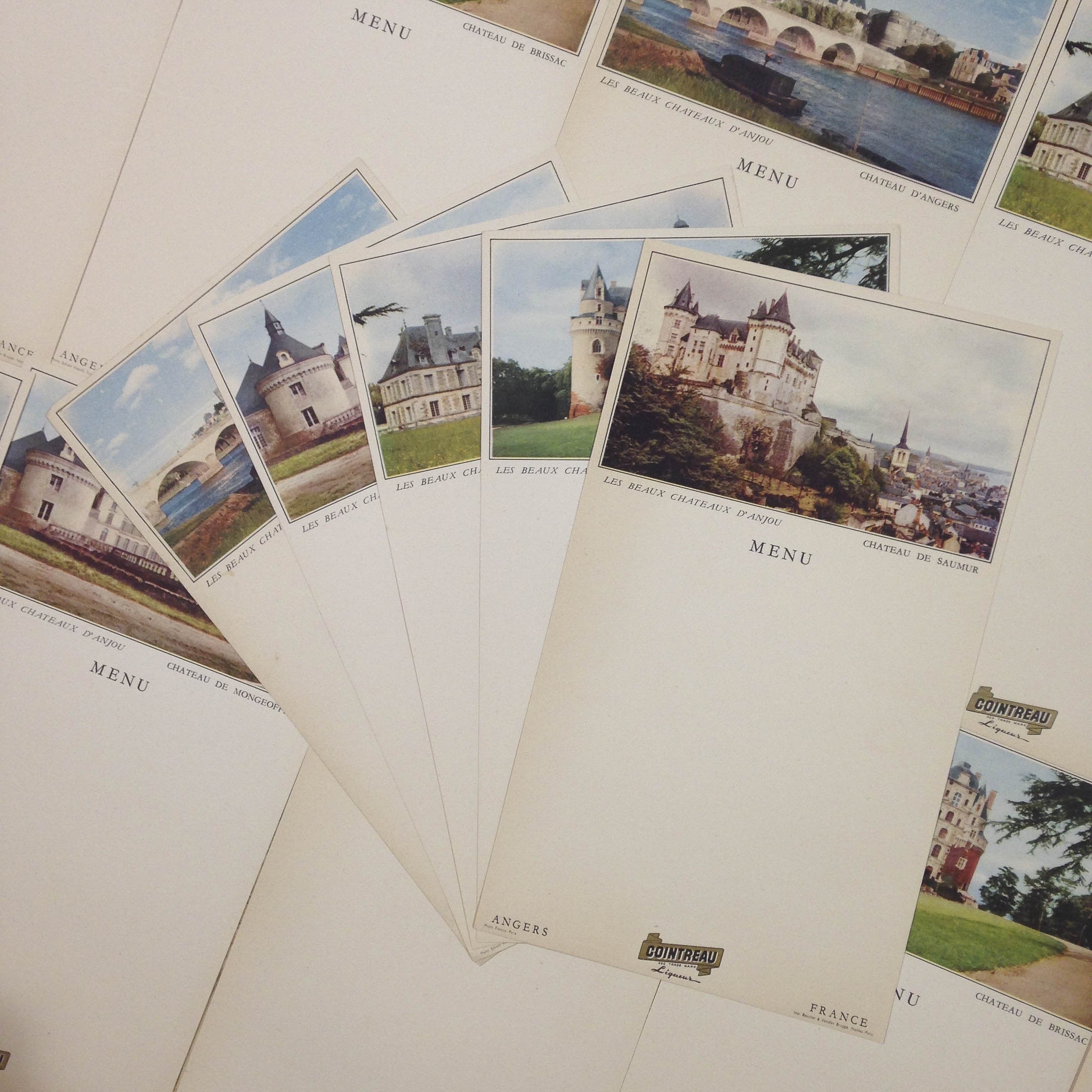 Set of 5 Cointreau Wine Menus Château d'Anjou Edition 1960