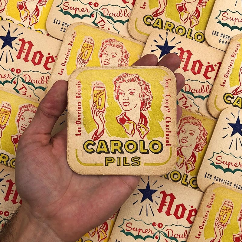 carolo pils noël triple bière alcool aperitif sous bock carton ancien vintage alcool 1960 bar café