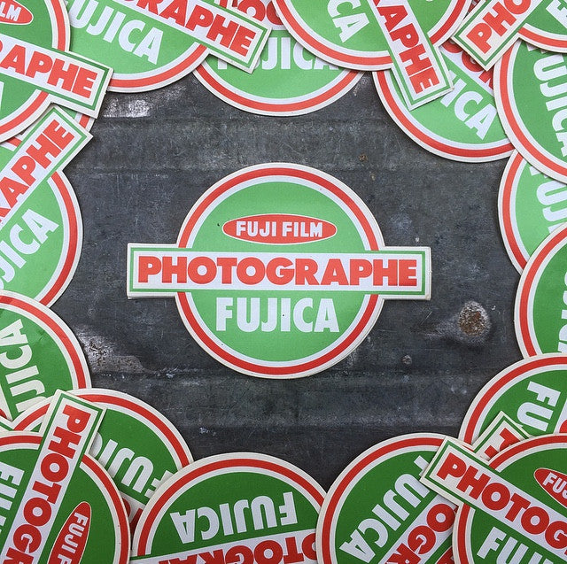 sticker fujifilm fuji fujica photographe vintage 1970 1980 ancien vert rouge