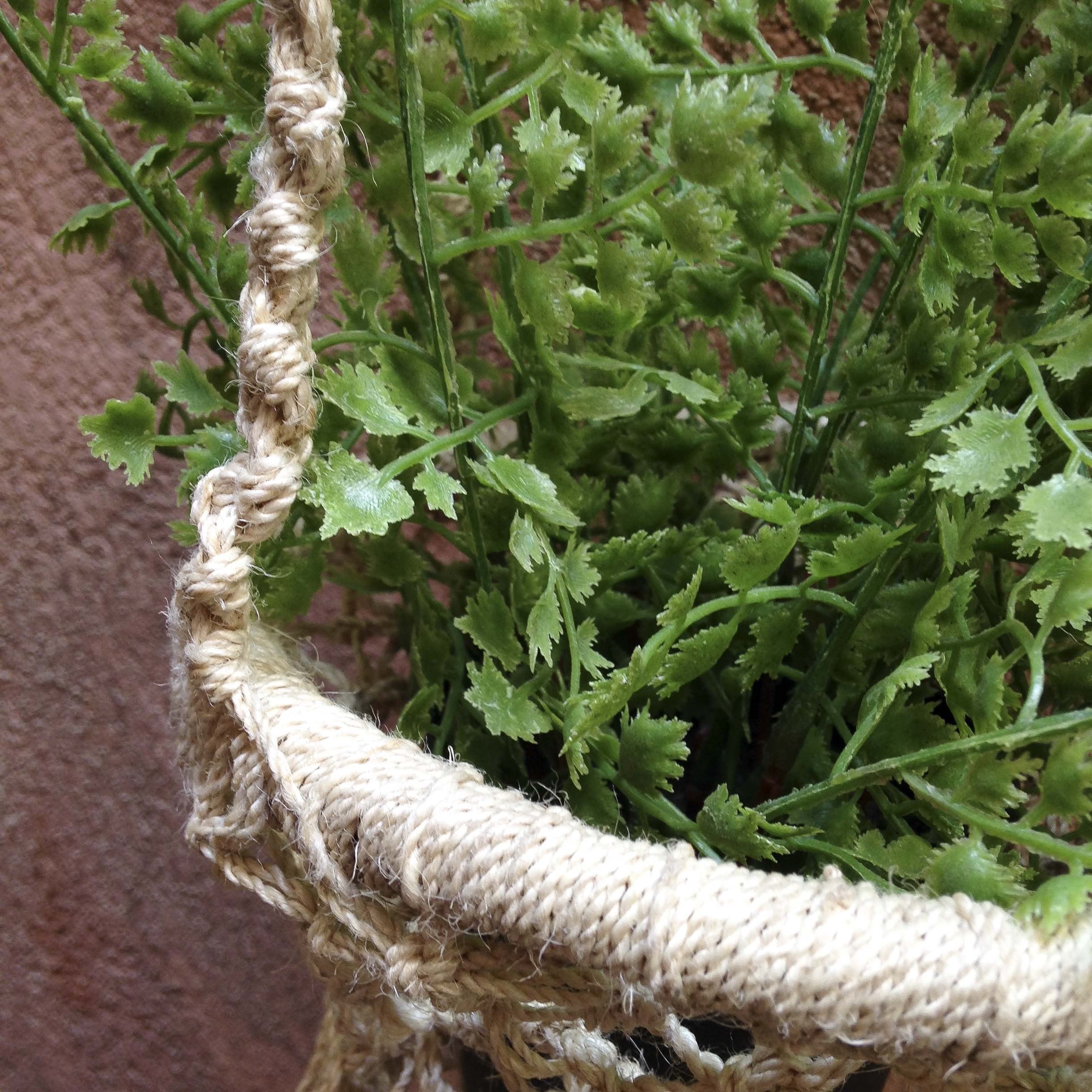 suspension macramé perles bois peintes ancien vintage 1980 usine pot fleurs