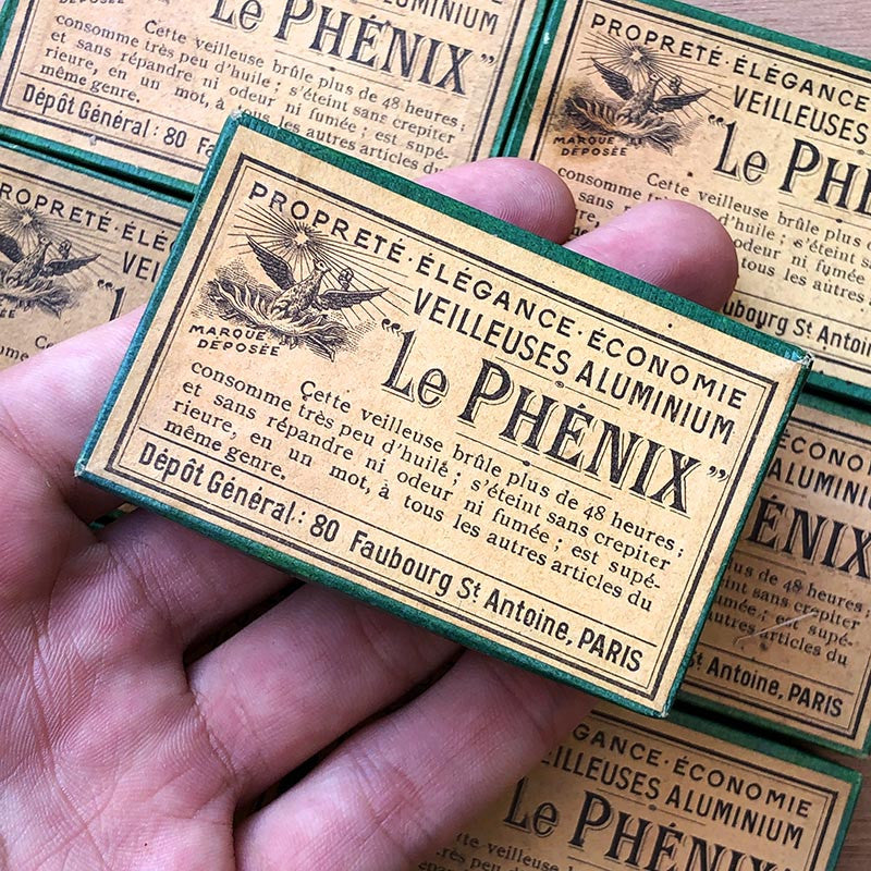 boite veilleuses aluminium le phenix bougies flotteur ancienne ancien vintage 1920 1930