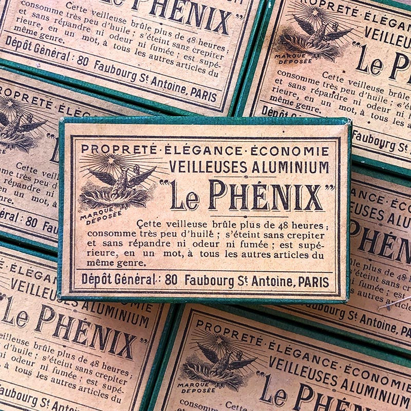 boite veilleuses aluminium le phenix bougies flotteur ancienne ancien vintage 1920 1930