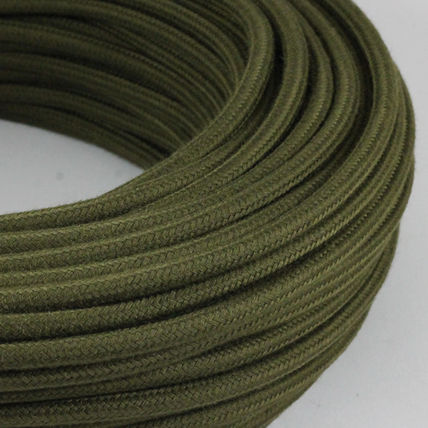 cable electrique couleur fil textile vintage tissu vert militaire armée rond coloré