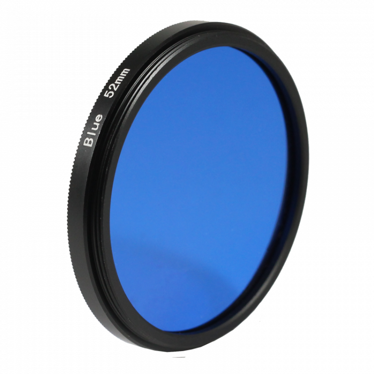 blue filter black and white 49mm 52mm 55mm lens lenses photo