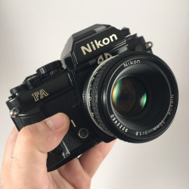 film camera reflex 1983 nikon fa black nikkor 50 1.8 35mm vintage